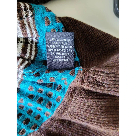 Zac & Rachel Open Front Sleeveless Cardigan Waterfall Ruffle Teal Chocolate S - Picture 4 of 8